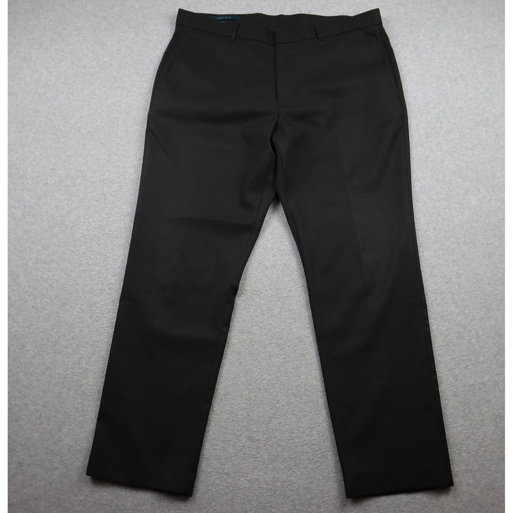 Perry Ellis Dress Pants Mens 36x30 Slim Fit Black Flat Front Business Formal
